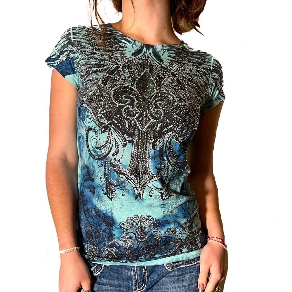 *SOLD* Rhinestone Fleur De Lis Graphic Top